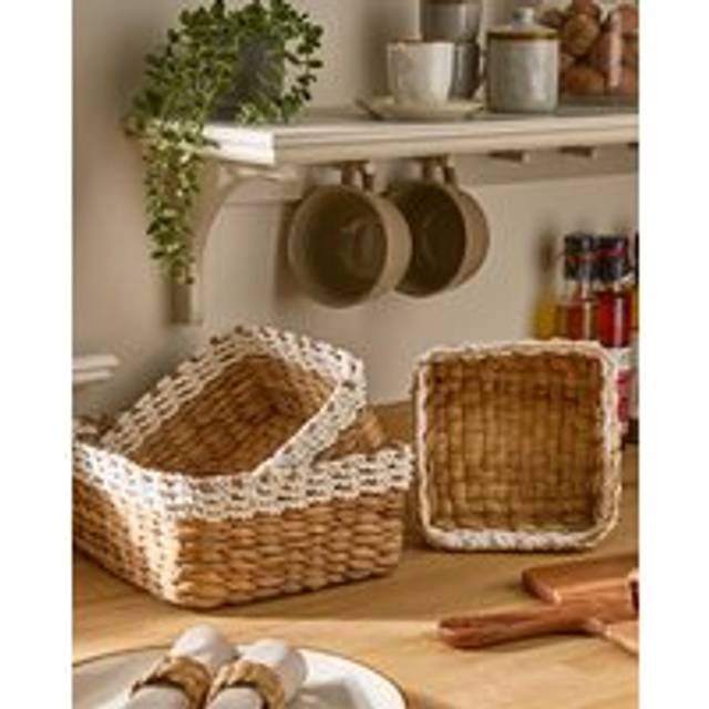 Set of 3 Water Hyacinth Home Decor Indoor Storage Baskets - Natural - L