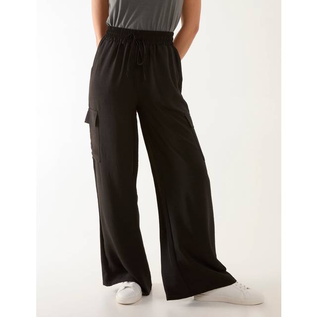 Womens Wide Leg Combat Trousers - Black - M