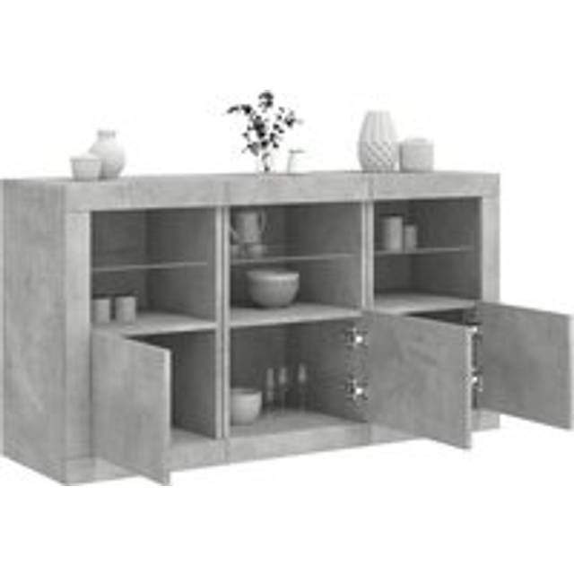 Sideboard with LED Lights Concrete Grey 123x37x67 cm - One Size