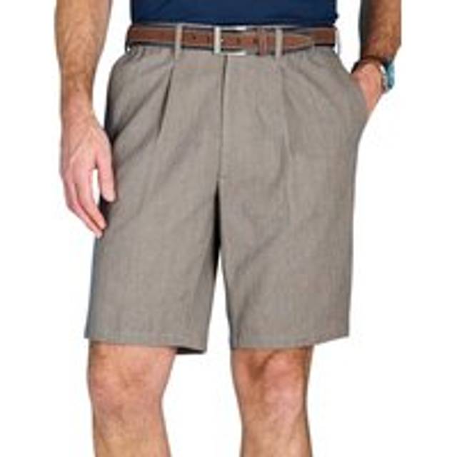 Cotton Linen Blend Shorts with Elasticated Waist and Additional - Brown - 40