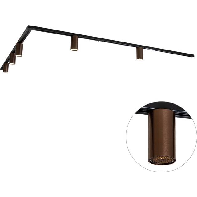 Modern Track Lighting System with 5 Dark Bronze Spotlights 1-Phase GU10 50mm - Iconic Ruby