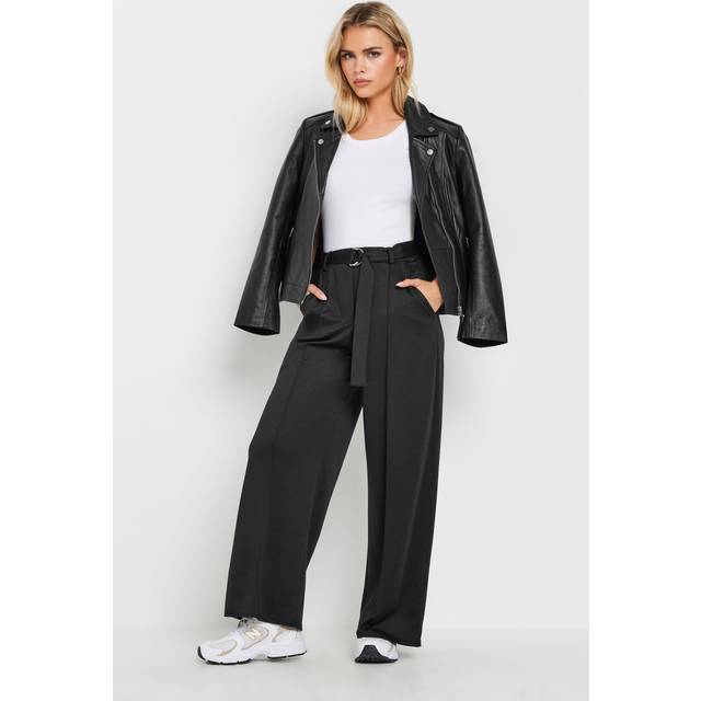 Pixiegirl Petite Black Buckle Wide Leg Trousers 12 Pixiegirl | Petite Women's Wide Leg Trousers