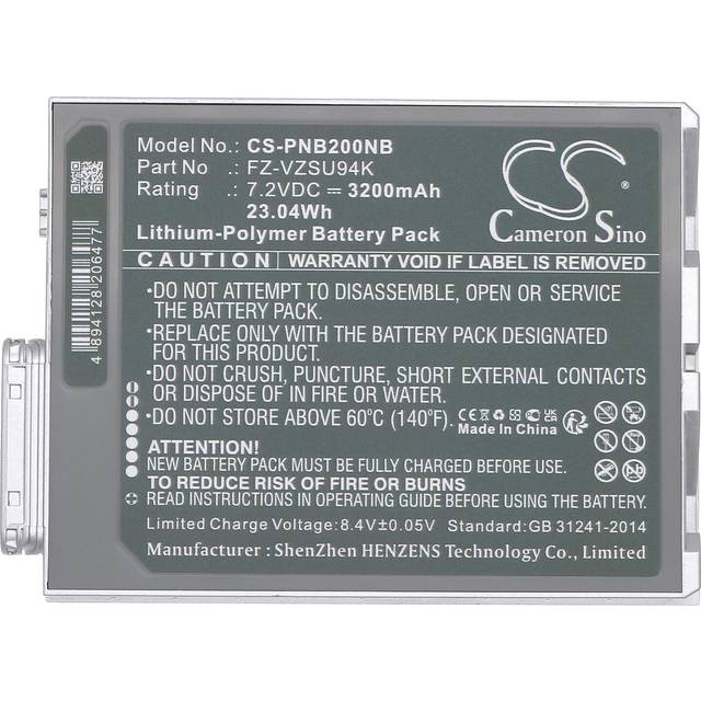 Batterie 3200mah type fz-vzsu94k for panasonic fz-b2 fz-m1 fz-m1c toughpad