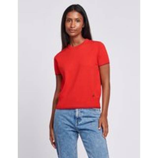 Scarlet Rib Trim Knit Tee - Orange (S)