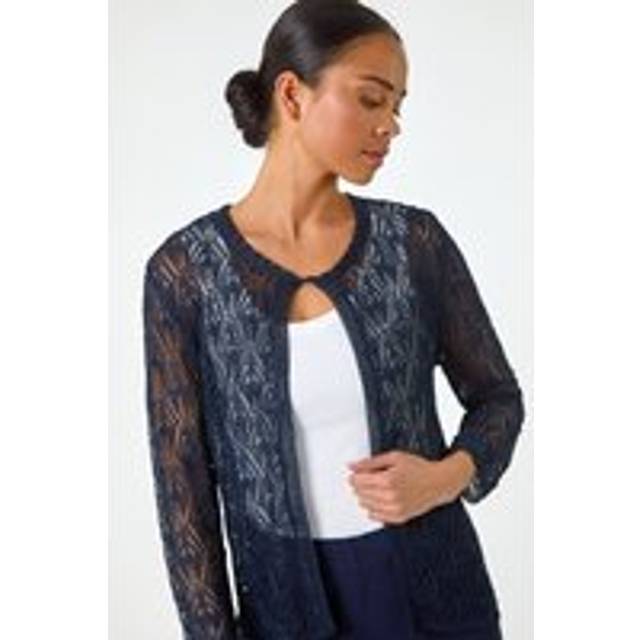 Pointelle Knit Cardigan - Navy - 18