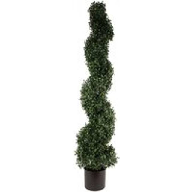 Artificial Topiary Boxwood Tree Spiral Topiary - Uv Protected Botanik, Green