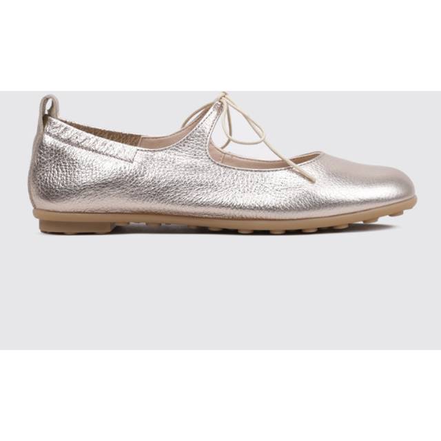 Hispanitas for woman. HV254076 Golden Bombay Leather Ballerinas (41), Flat, Laces, Casual