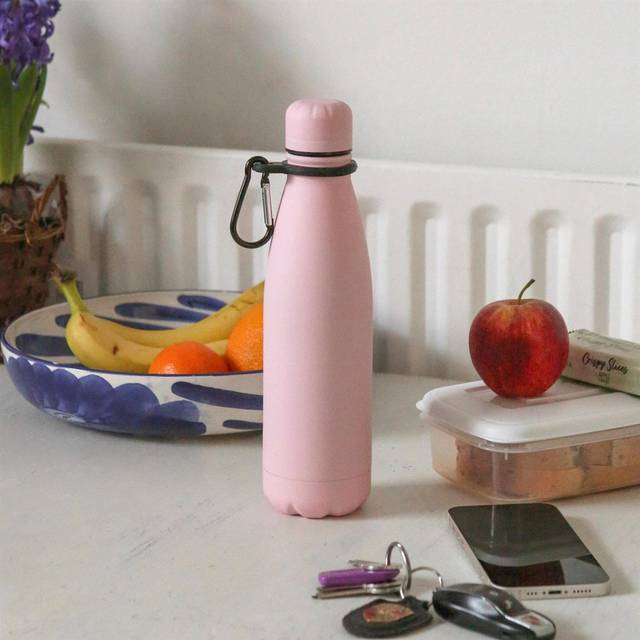 Harbour Housewares 17.6ml Stainless Steel Water Bottle - Matt Pink (17.6ml)