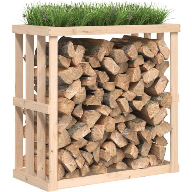 108Cm W Solid Wood Log Rack - Beige (106cm H X 108cm W X 52cm D)