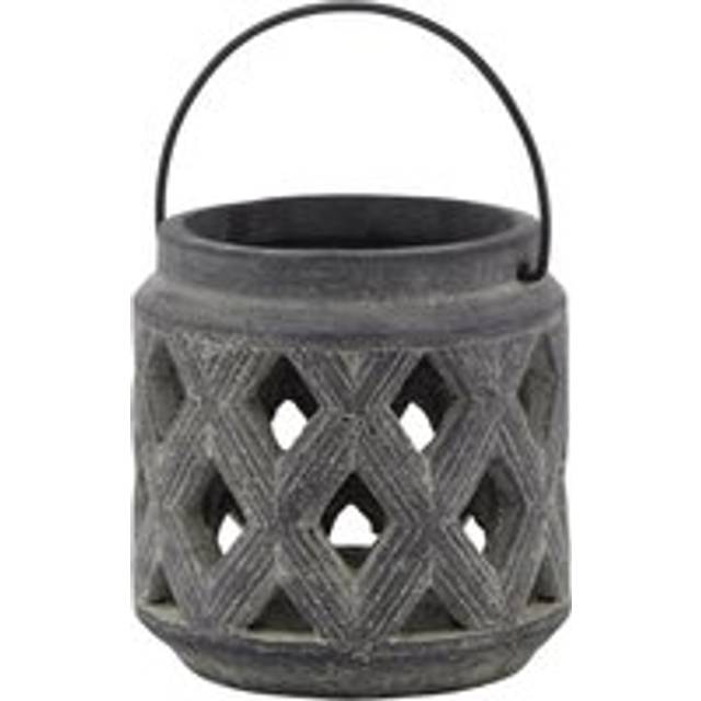 Amalfi Lattice Lantern - Ceramic - L15 x W15 x H15 cm - Grey