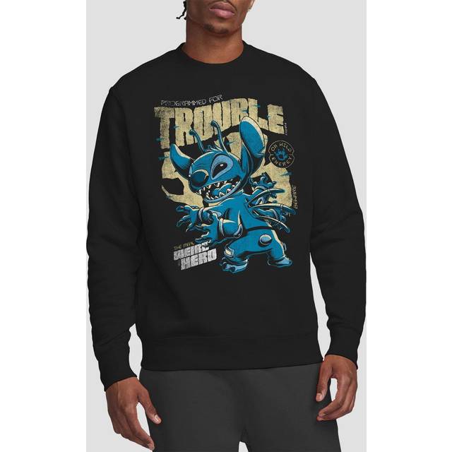 Lilo And Stitch Trouble Comic Sweatshirt, Black - XXL