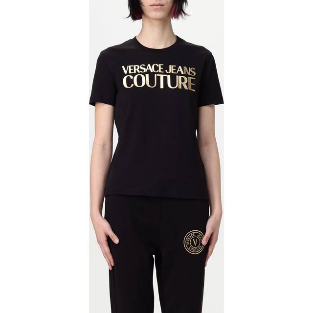 Versace Jeans Couture for woman. 78HAHT01-CJ00T Logo T-shirt black (S), Casual, Cotton, Short sleeve