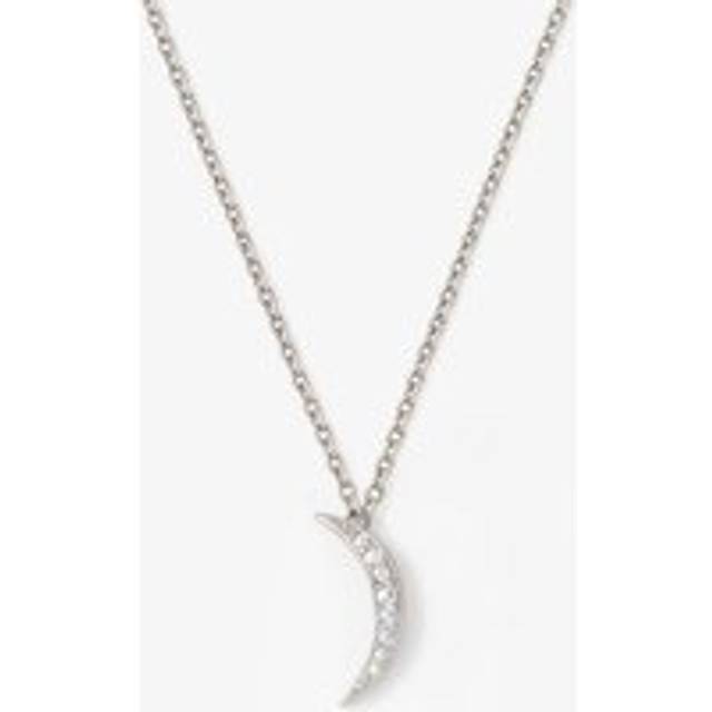 Womens 14k Gold Dainty Crescent Moon Necklace - Grey - One Size