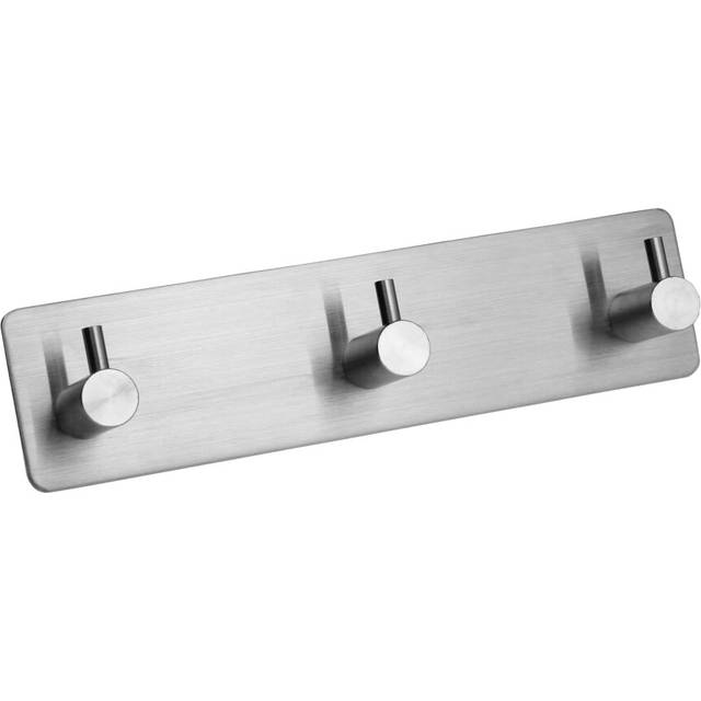 giti island Self Adhesive Towel Hooks for Bathrooms Brushed Nickel Stick on Wall Bath Hanger Peel and Matte Shower Coat hook Mount 3 hooks  Silver