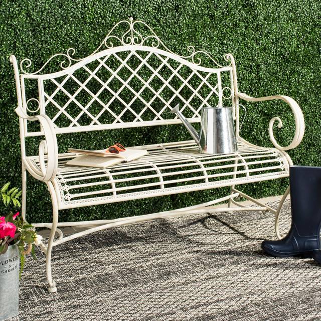 Outdoor Garden Bench - White (101.6cm H X 116.21cm W X 50.8cm D)