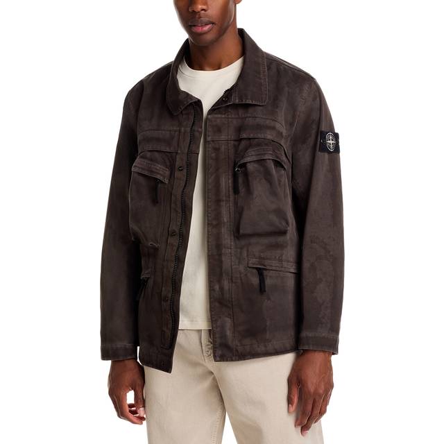 STONE ISLAND Raso Gommato Laser Camo Jacket - Green