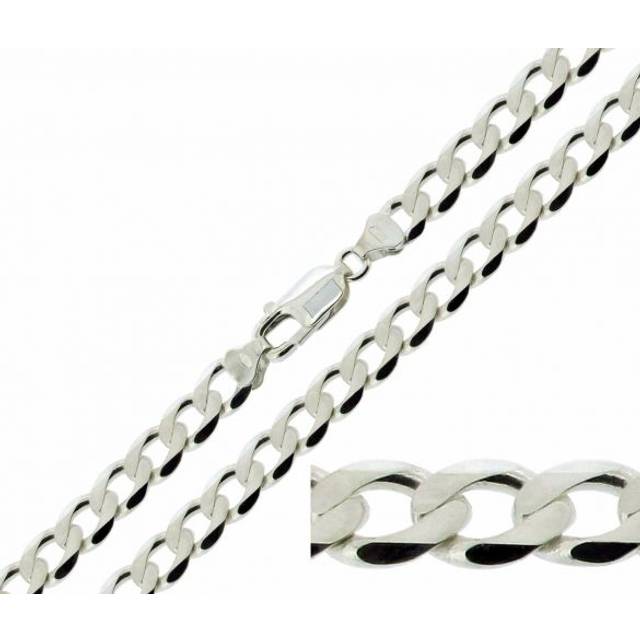 Sterling Silver 7.2mm Diamond Cut Curb Chain