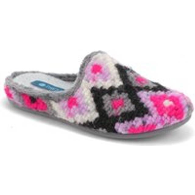 Warm-Lined Knitted Mule Slippers - KOY40009 / 325 998 - Grey Multi
