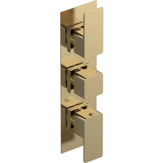 Nuie windon thermostatic concealed shower valve triple handle - brushed brass