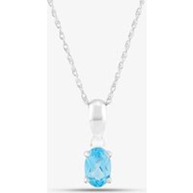 9ct White Gold Oval Cut Blue Topaz Necklace OJS0006P-SBT 9KW