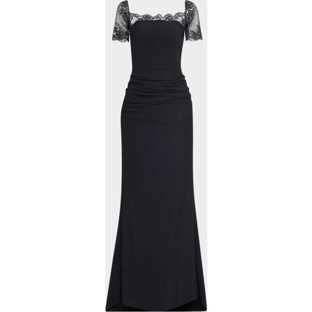 Lace-Embellished Mermaid Gown - BLACK - 2