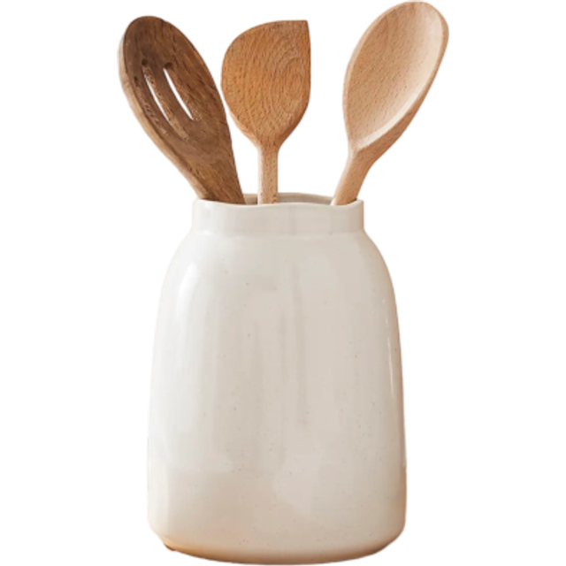 Amalfi Stoneware Utensil Pot - White