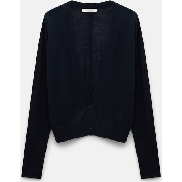Refined Essentials I Wool-Cotton Knit Cardigan - DARK NAVY - 4