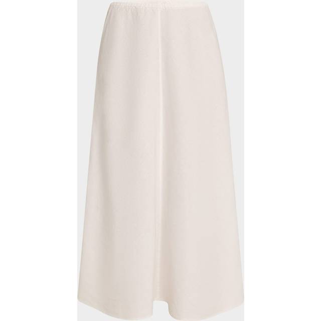 A-Line Organic Linen Midi Skirt - WHITE - Medium
