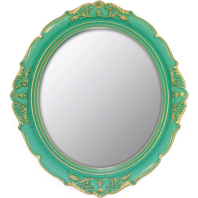 Vintage Oval Mirror -Decorative Hanging Mirror - Green (37.59cm H X 13.1cm W X 0.1cm D)