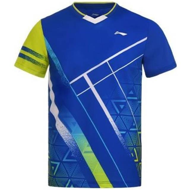Li-Ning Badminton Series Quick Dry Training Tournament T-Shirt 'Crystal Blue' AAYS071-3 - Crystal Blue/Yellow