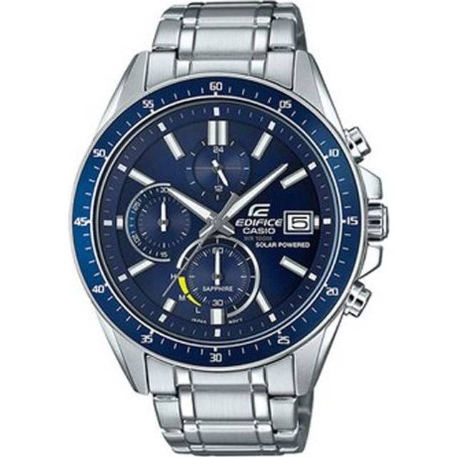 CASIO EDIFICE Waterproof Sapphire Crystal Solar Powered Stainless Steel Strap Mens Silver Analog EFS-S510D-2AVUPR - Free