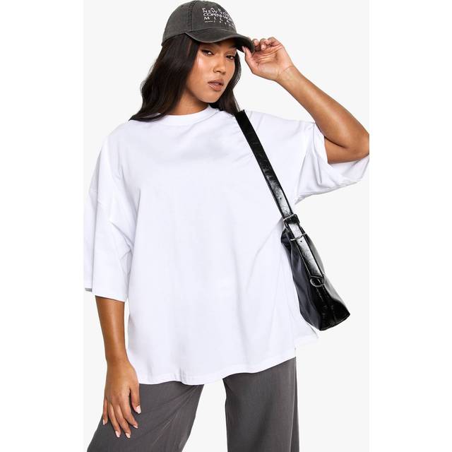 Womens Plus Cotton Super Oversized T-Shirt - White - 20, White