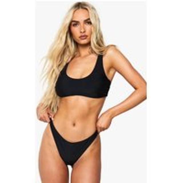 Womens Swimwear Essentials Fuller Bust Scoop Bikini Top - Black - 12