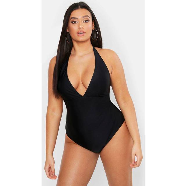 Womens Plus Control Halterneck Swimsuit - Black - 24, Black