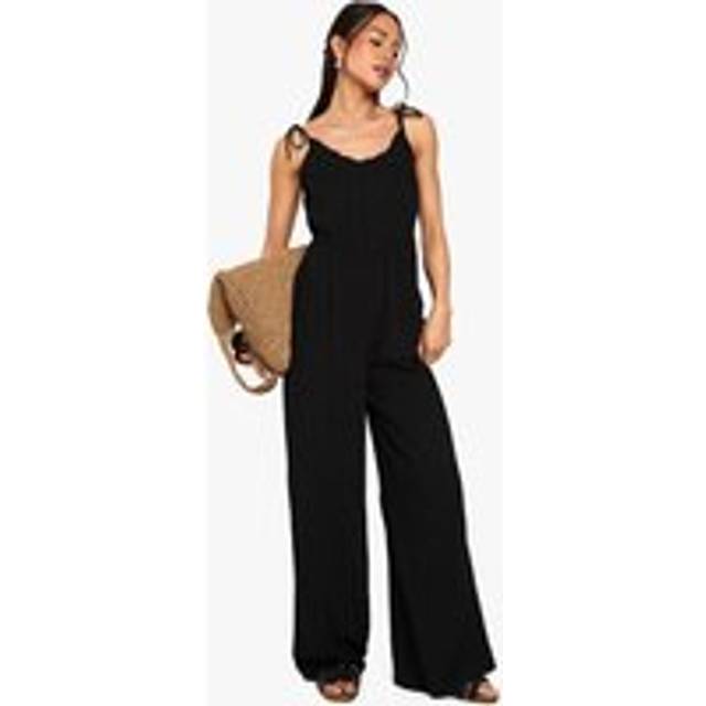 Womens Cheesecloth Shoulder Jumpsuit - Black - 12