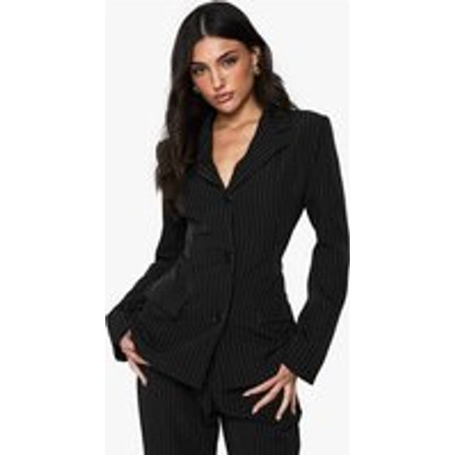 Womens Pinstripe Structured Tailored Blazer - Black - 12, Black