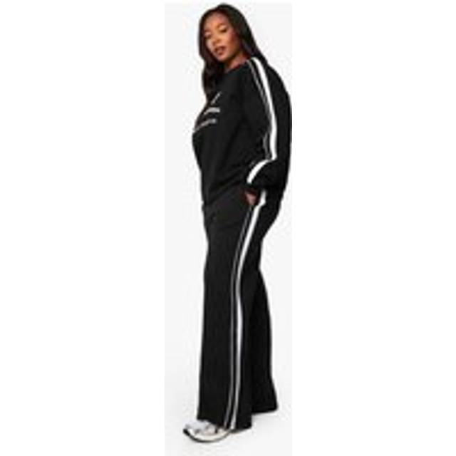 Womens Plus Side Stripe Wide Leg Joggers - Black - 28, Black
