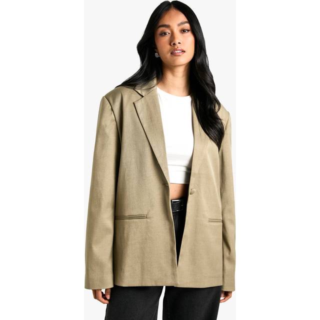 Womens Tailored Single Breast Oversized Blazer - Green - 14