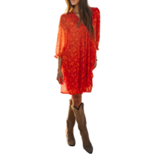 Women's dress Freeman T Porter Juna Blurred Flowers - Rouge