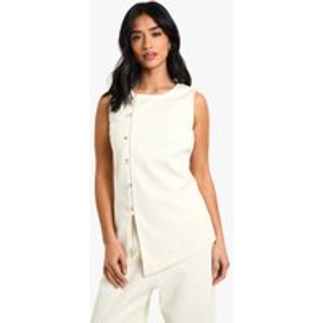 Womens Petite Cord Waistcoat - White - 6