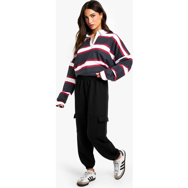 Womens Petite Cargo Pocket Joggers - Black - 6