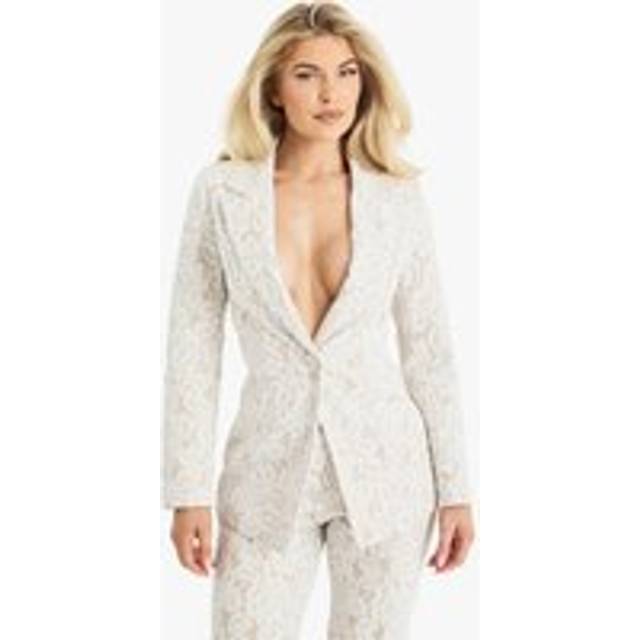 Womens Premium Occasion Lace Tailored Blazer - White - 10, White