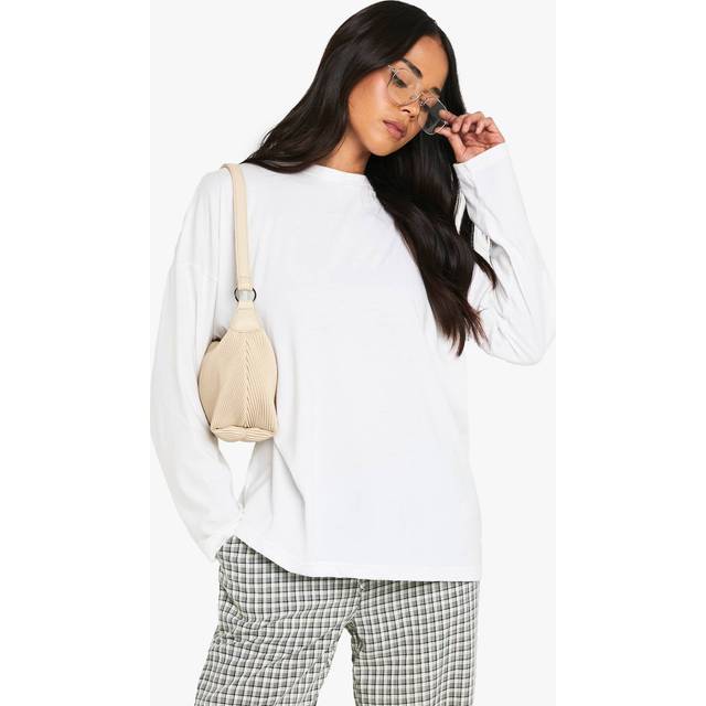 Womens Boohoo Basics Oversized Long Sleeve T-Shirt - White - 12