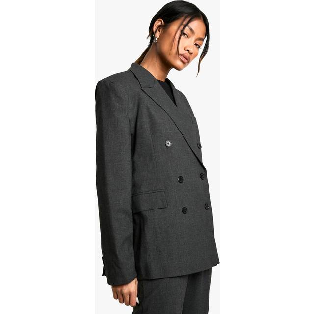 Womens Marl Double Breast Tailored Blazer - Grey - M