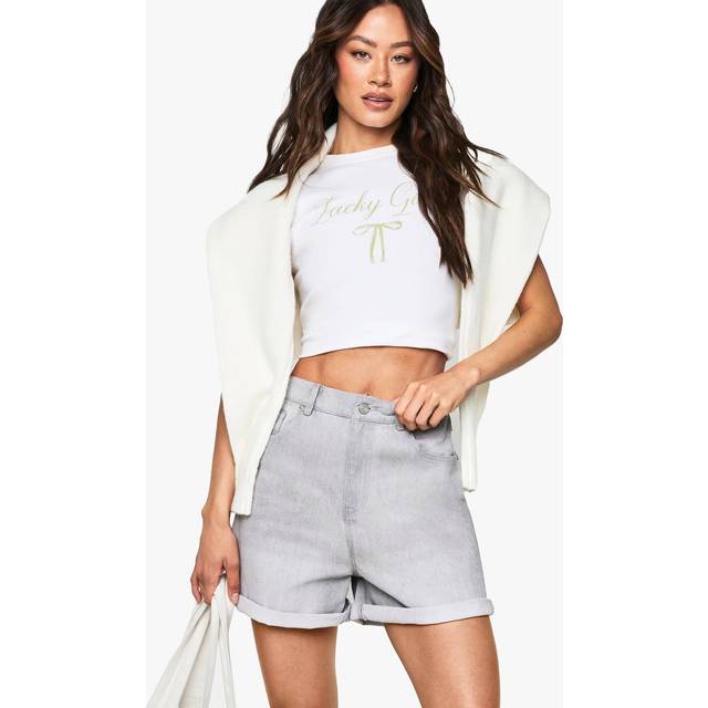 Womens Tall Denim Mom Short - Grey - 14, Grey