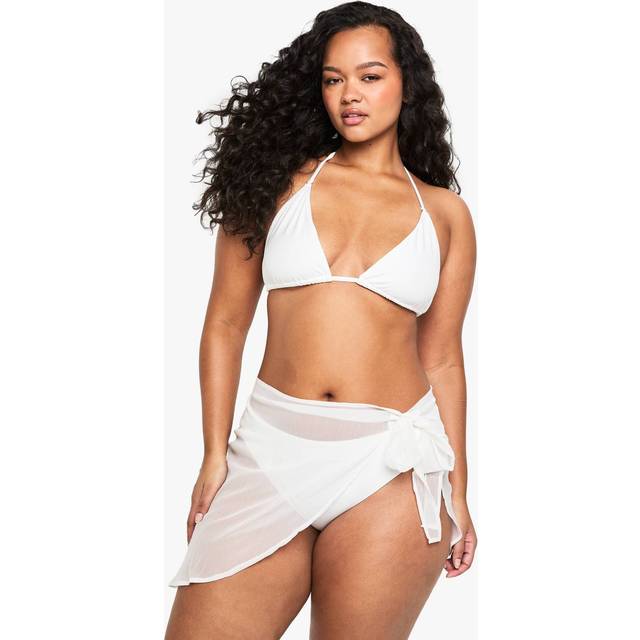 Womens Plus Beachwear Essentials Mini Sarong - White - 28, White