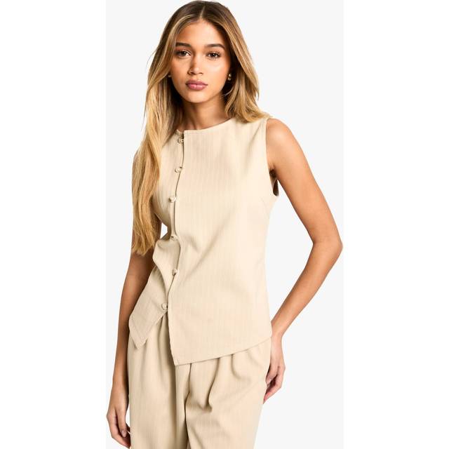 Womens Woven Cord Waistcoat - Cream - 10, Cream