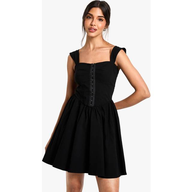 Womens Hook & Eye Detail Strappy Mini Dress - Black - 16