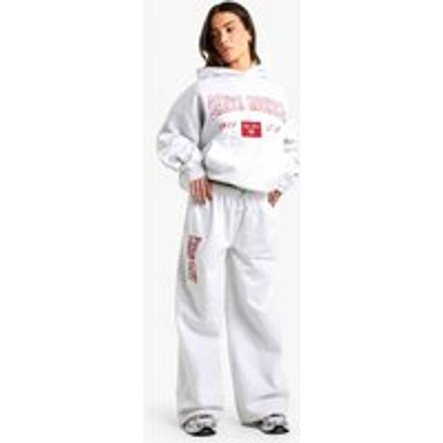 Womens Petite Santa Monica Embroidered Wide Leg Jogger - Grey - M, Grey