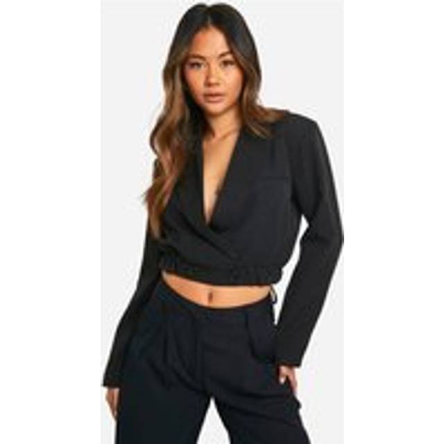 Womens Elasticated Waist Tailored Longline Bomber - Black - 10, Black